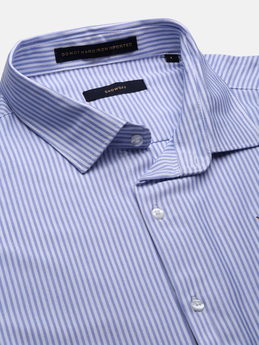 Men Blue Striped Slim Fit Shirt